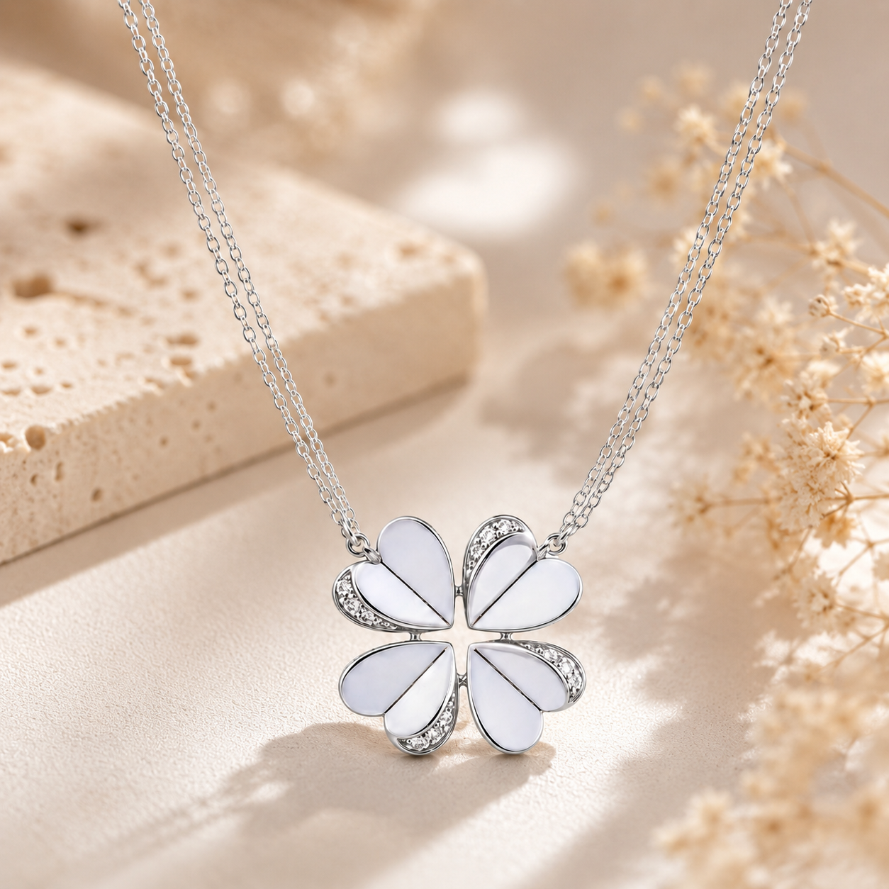 Flower pattern Moissanite Pendant in Sterling SIlver