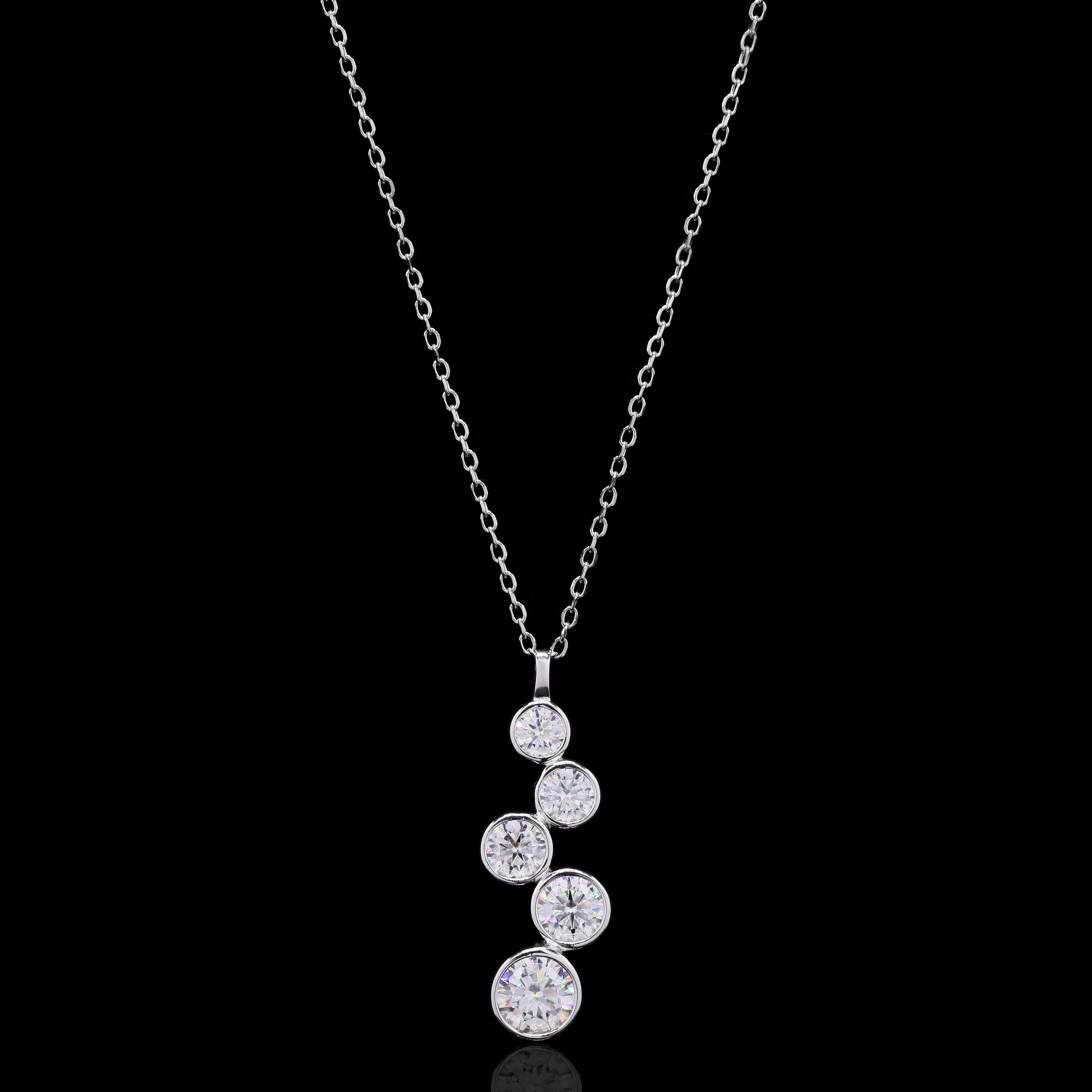 Channel Set Stack Pendant in Sterling SIlver with Moissanite