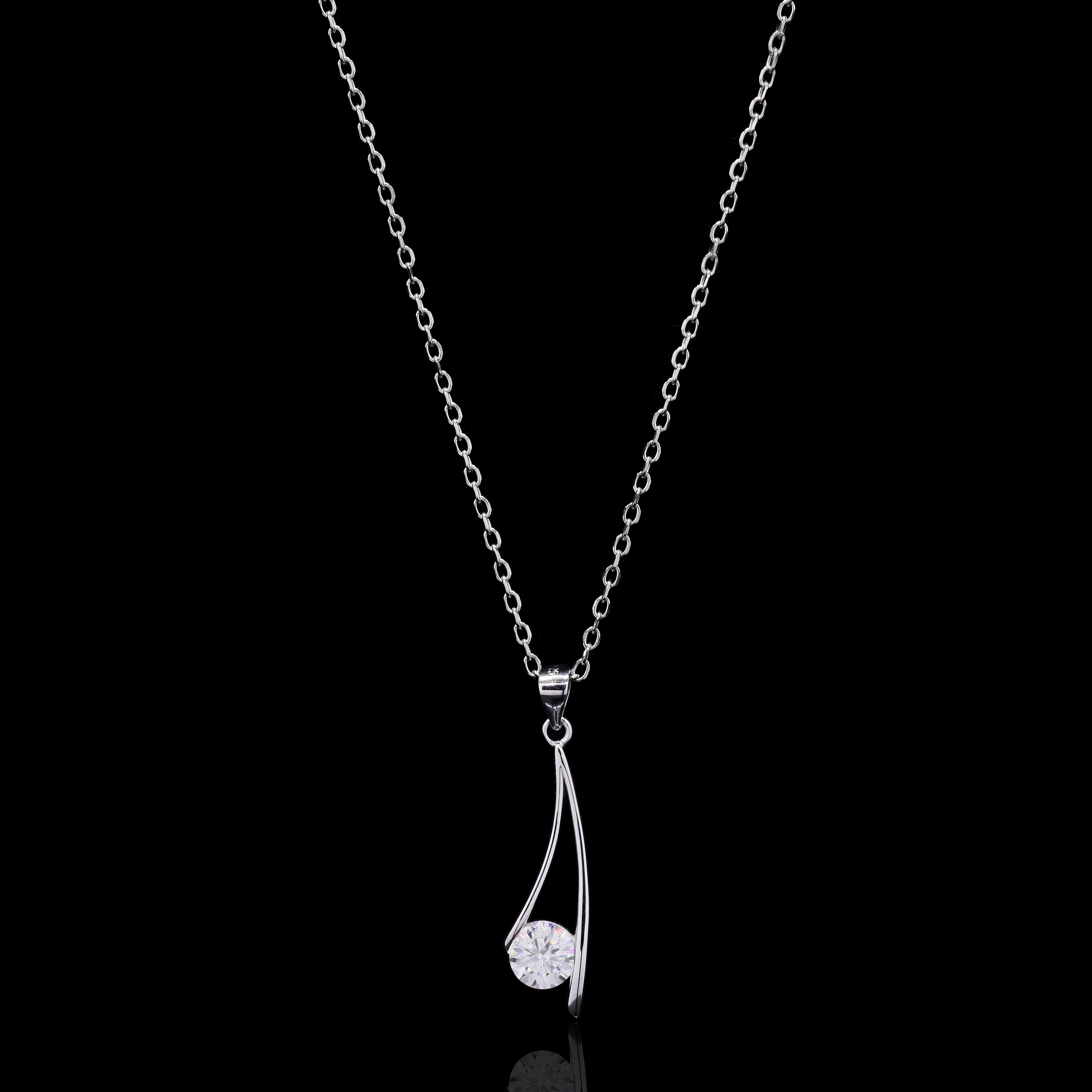 Silver Drop Moissanite Pendant in Sterling Silver