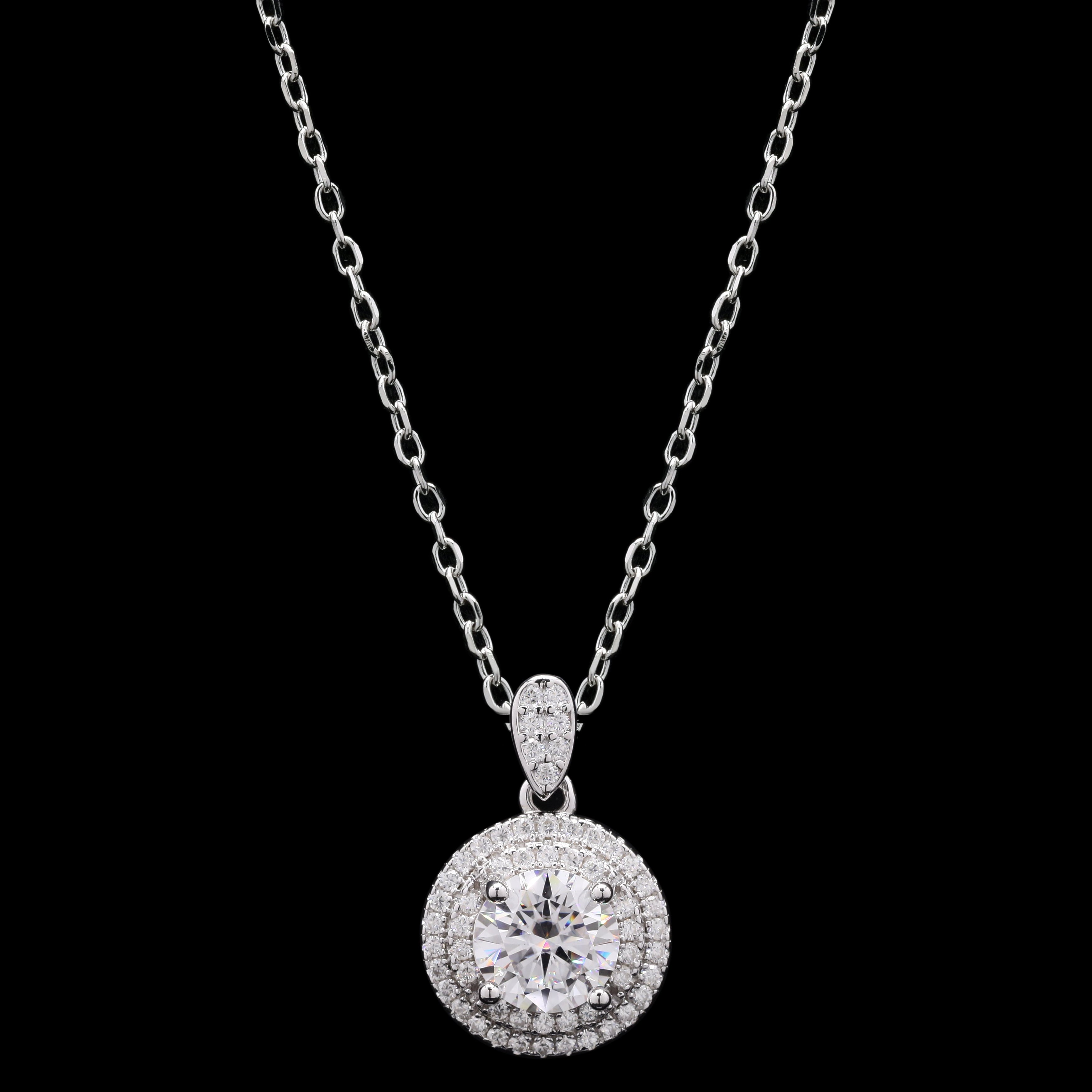 Marvelous Moissanite Round center Pendant in Silver