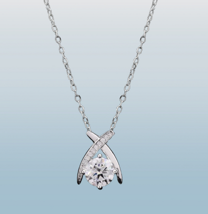 Kriss Kross Moissanite Silver Pendant