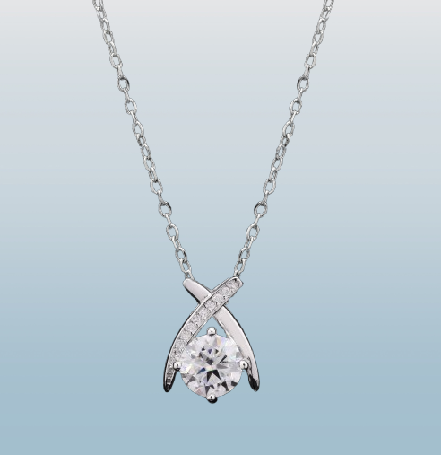 Kriss Kross Moissanite Silver Pendant