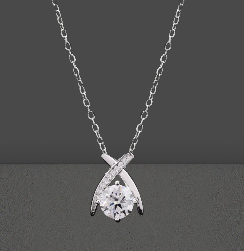 Kriss Kross Moissanite Silver Pendant