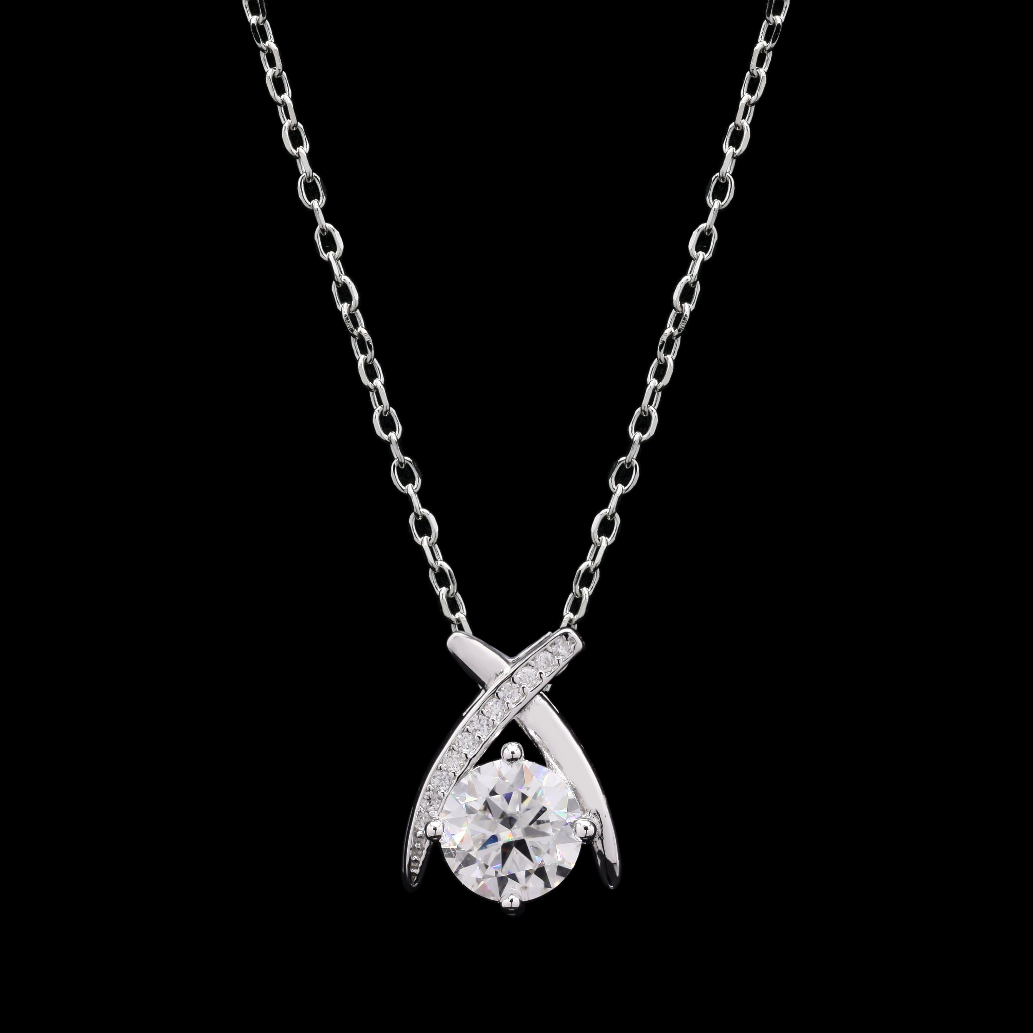 Kriss Kross Moissanite Silver Pendant