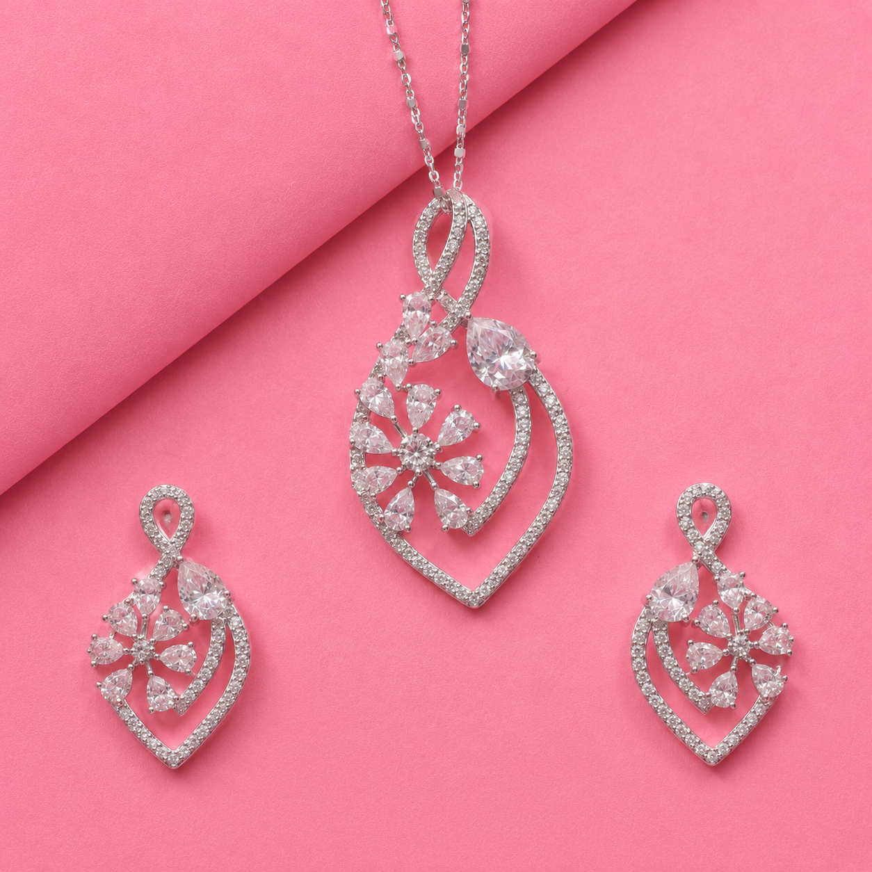Elegant Moissanite Halo Pendant Set in 925 Silver for Brides