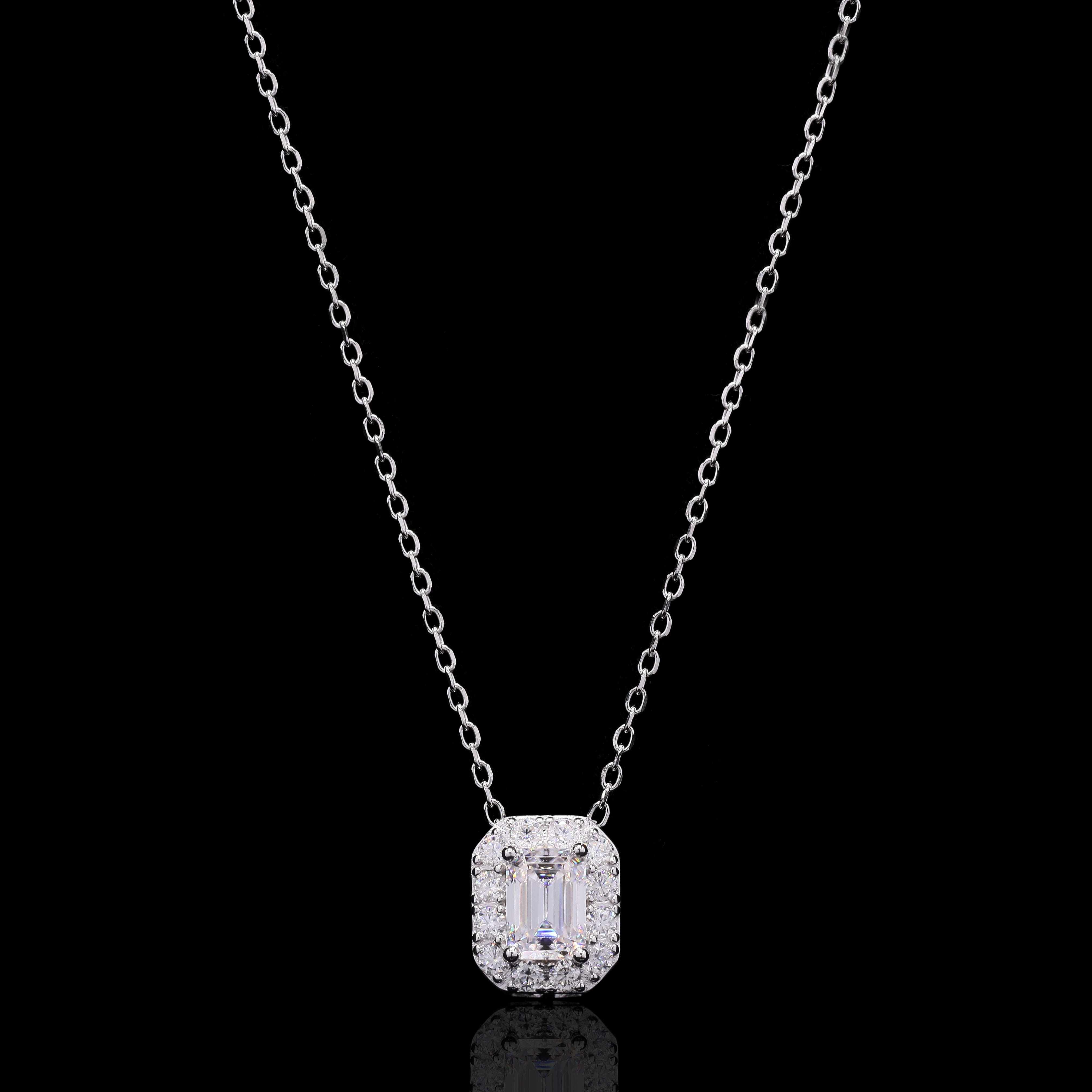 Baguette Moissanite Pendant in Sterling Silver
