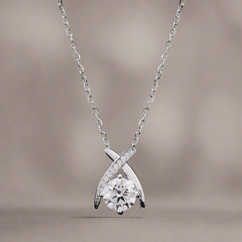 Kriss Kross Moissanite Silver Pendant