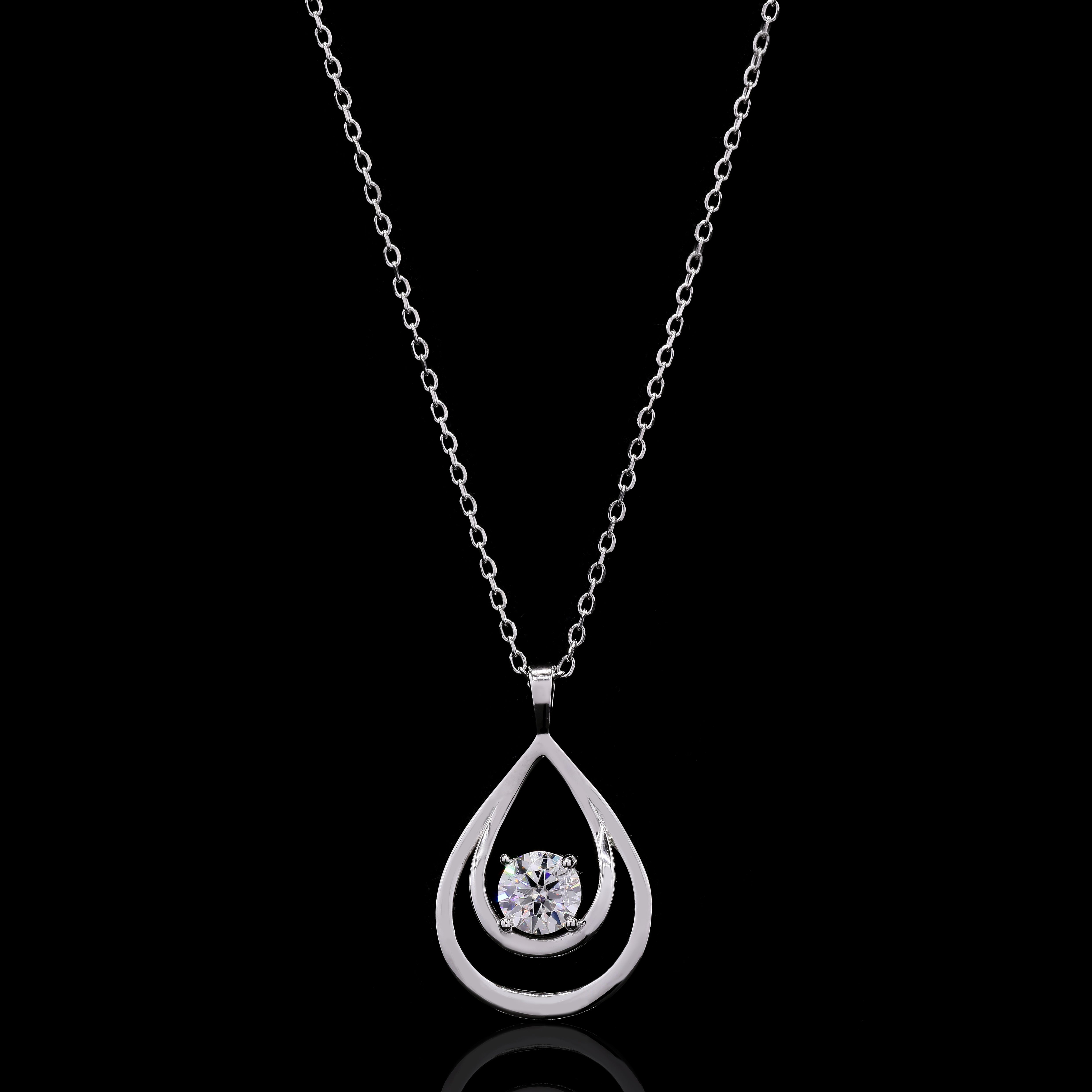 1 Carat Round Cut Silver Moissanite Pendant