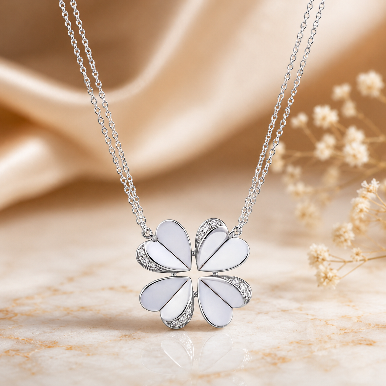 Flower pattern Moissanite Pendant in Sterling SIlver