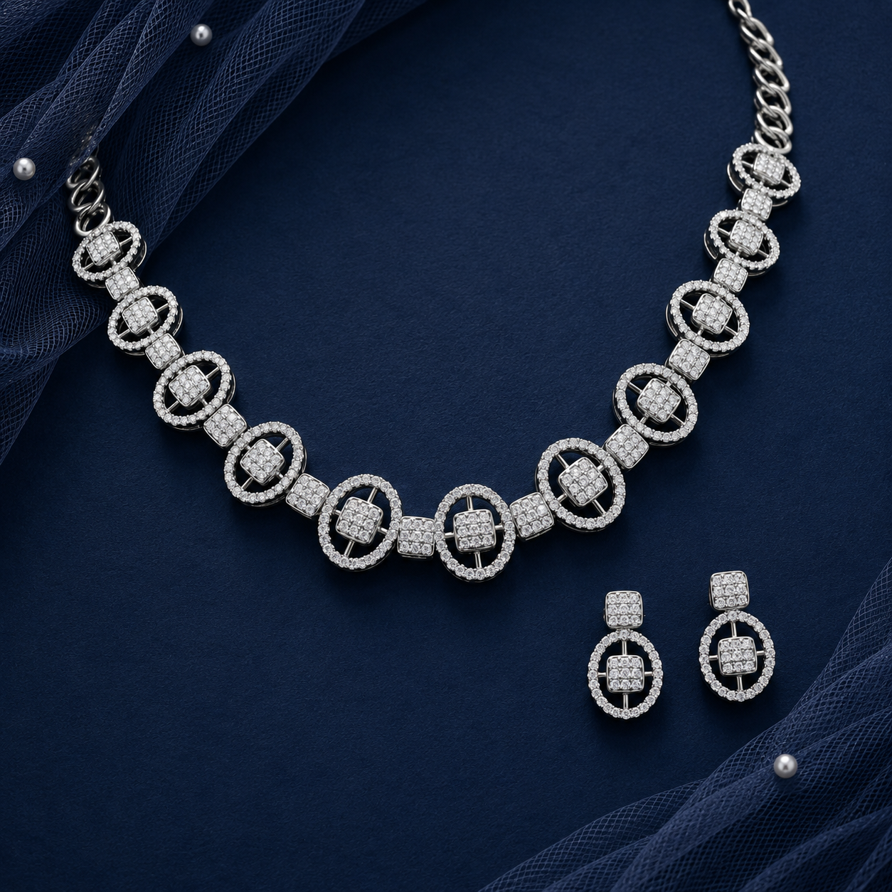 Noor Elegance Moissanite Silver Necklace in Sterling Silver