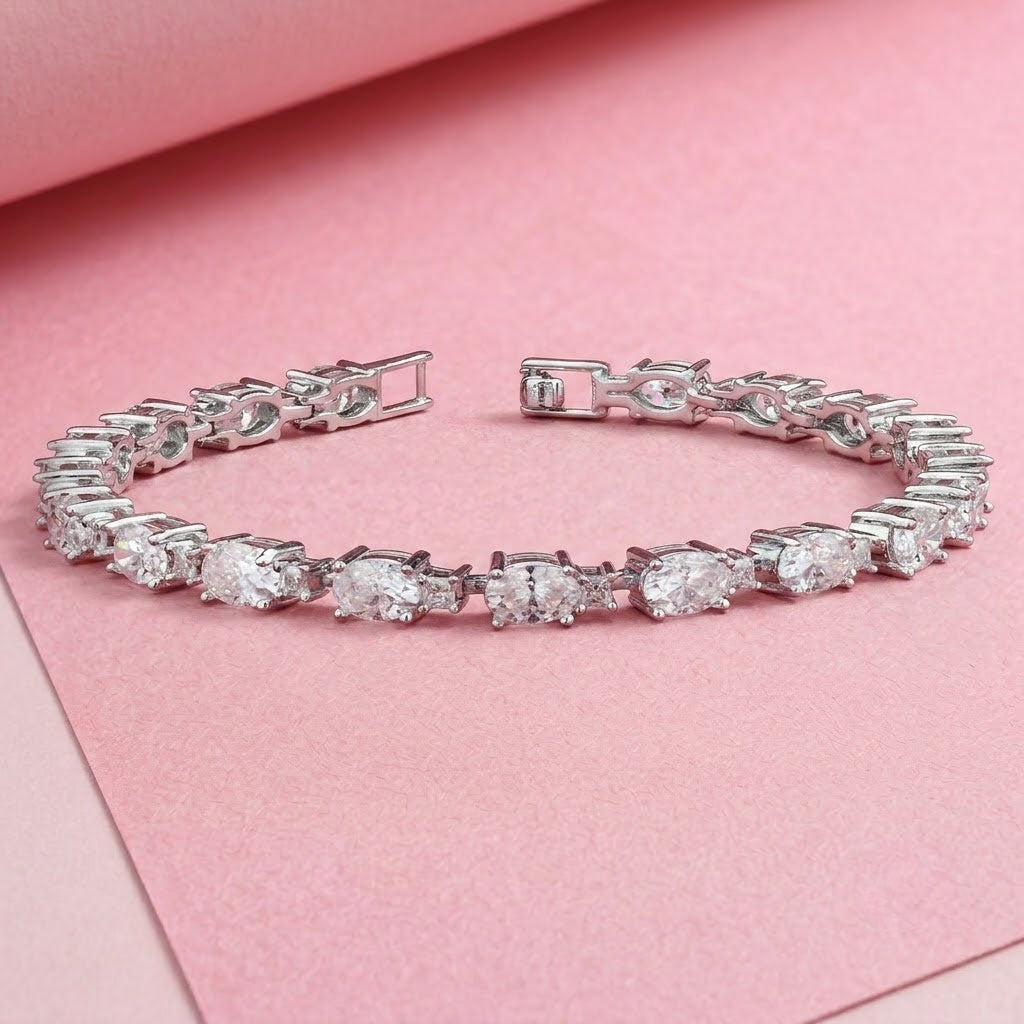 Tennis Moissanite Bracelet in 925 Silver, perfect for office wear