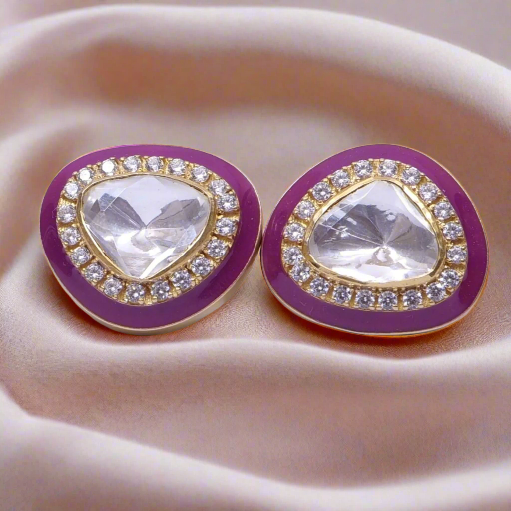 Red Polki studs Earring