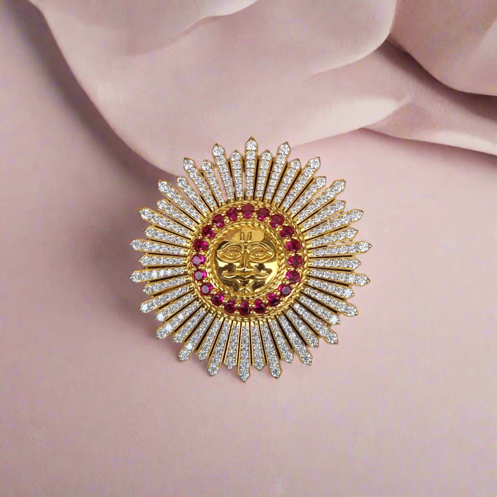 Heritage Sun Moissanite Brooch Inspired by Padmanabh Singh — Jaipur Royal Edit