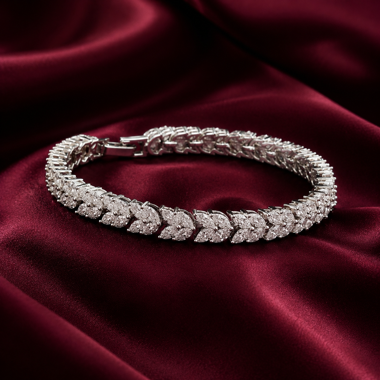 Evora Vine Moissanite Tennis Bracelet in 925 Sterling Silver, Marquise Cut