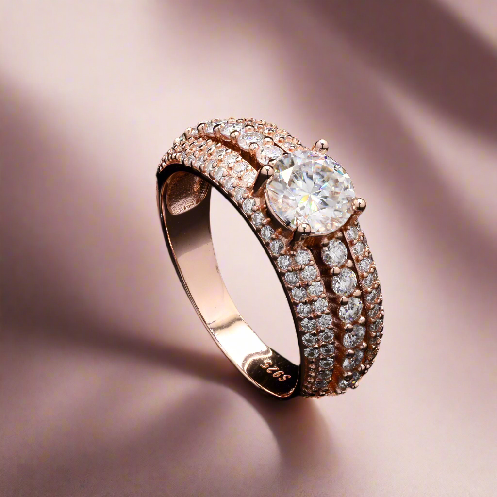 Brilliance Band Silver Moissanite Ring