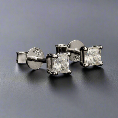 Princess Cut Moissanite Diamond Studs