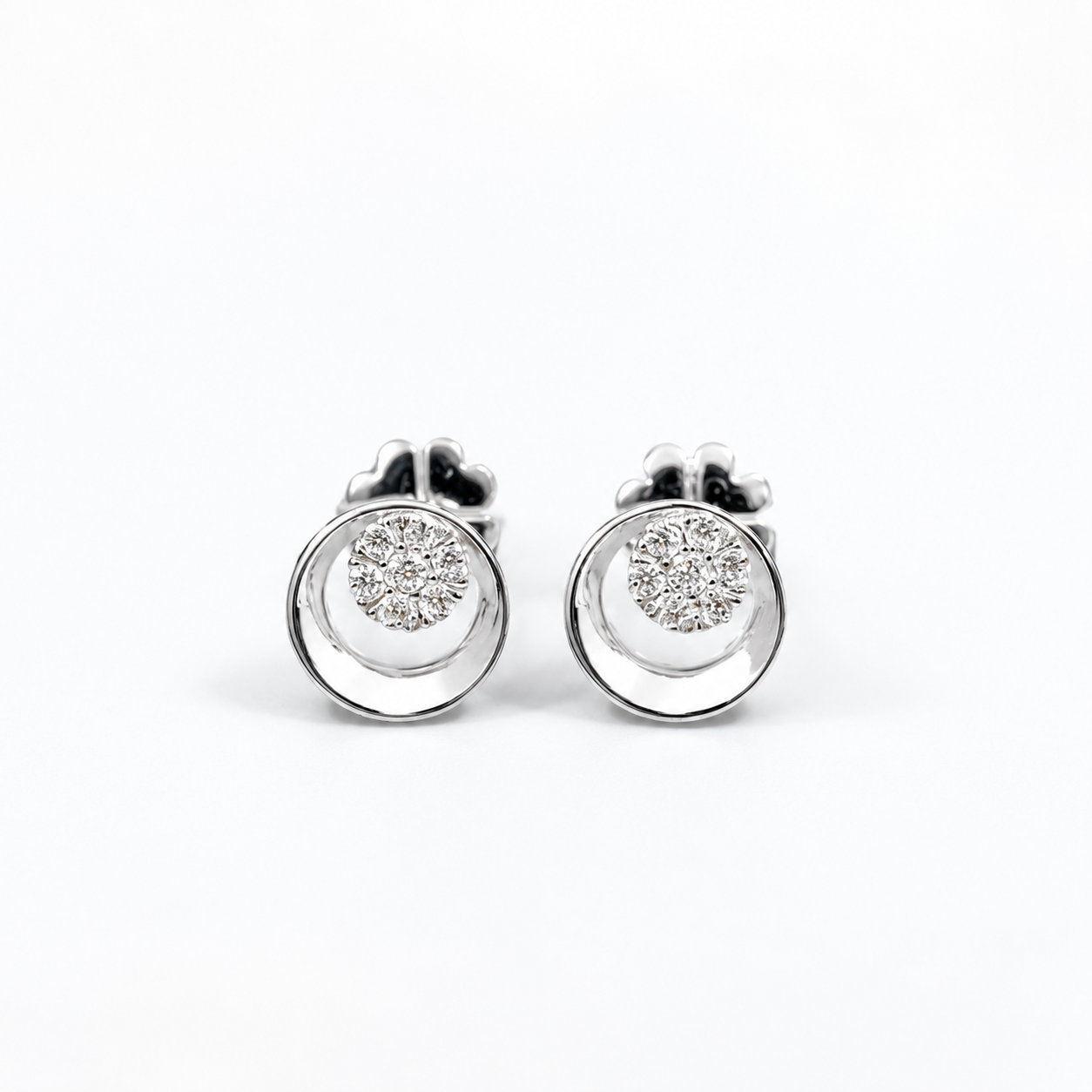 Silver Flower Fling Studs in Moissanite
