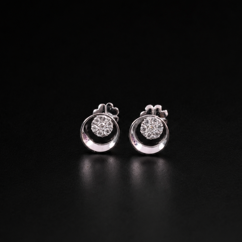 Silver Flower Fling Studs in Moissanite