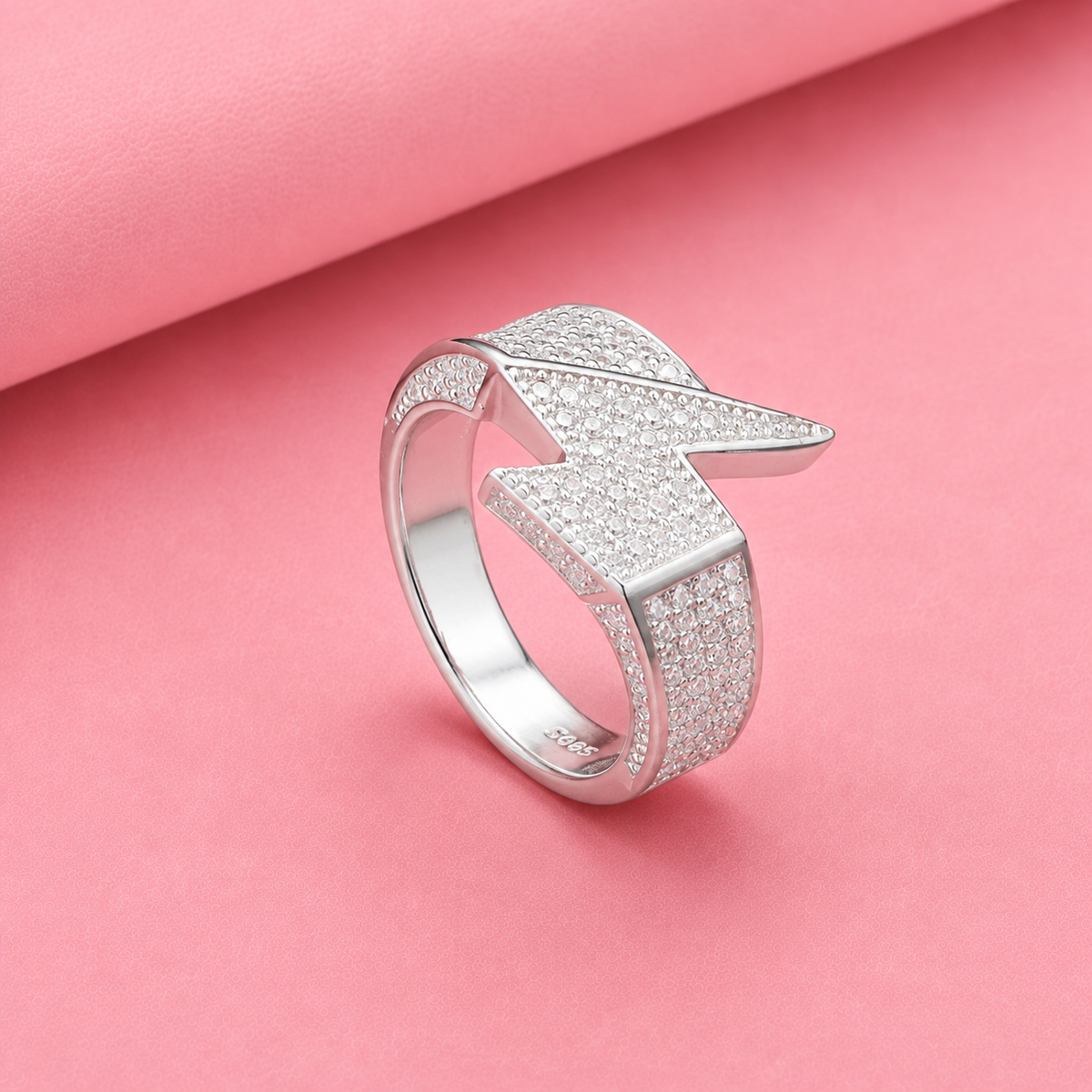 Silver Moissanite Thunder Ring in Sterling Silver for him