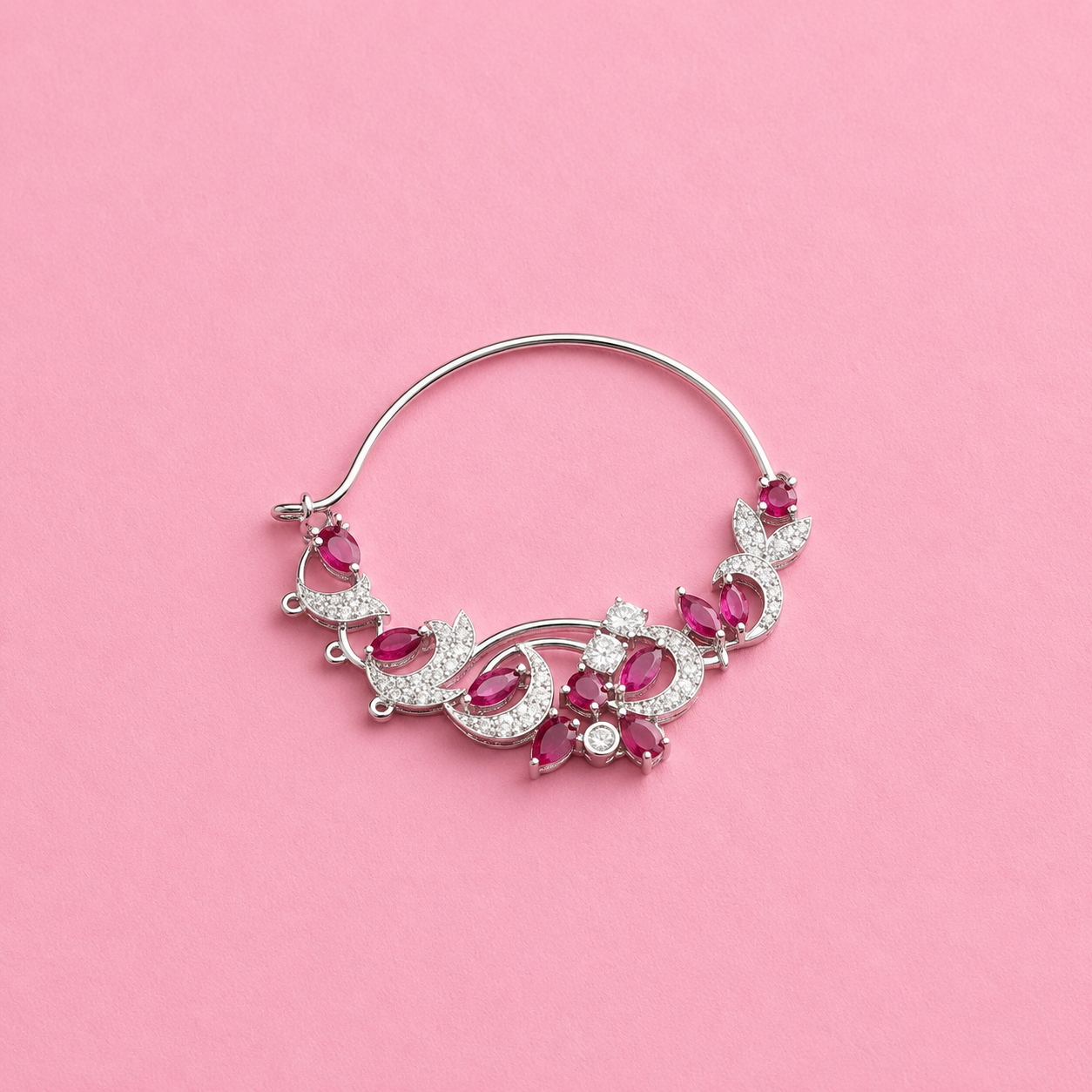 Traditional Silver with Moissanite Nath