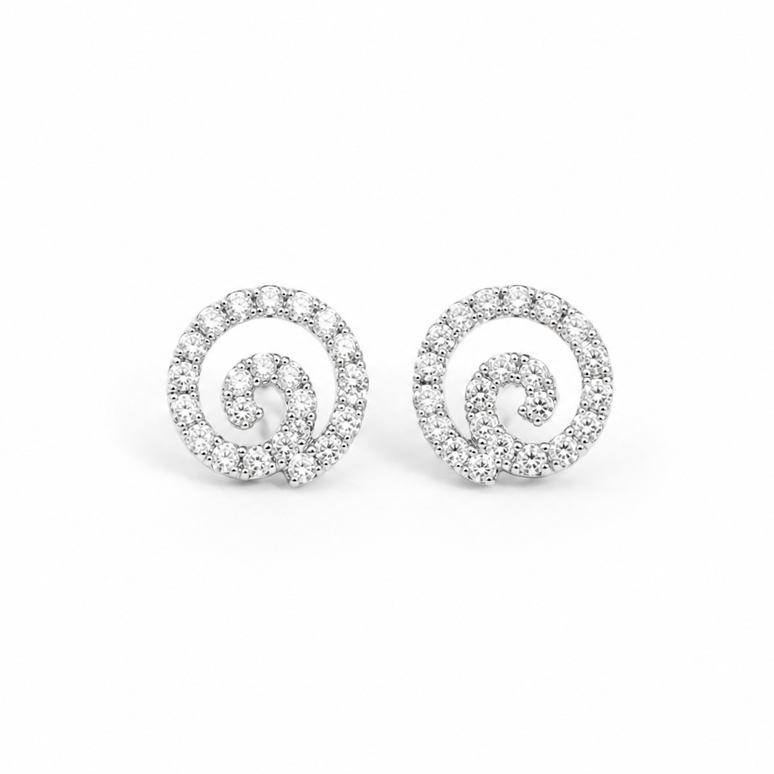Mini round Moissanite Diamond Studs in Sterling Silver