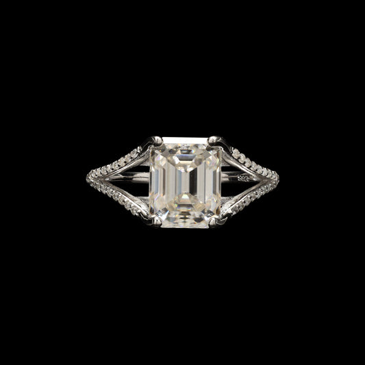 Emerald Cut Split Shank Ring