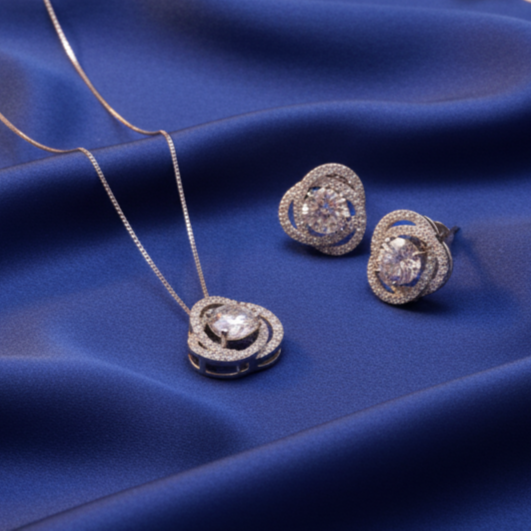 Meadow Magic Sterling Silver Moissanite Pendant Set