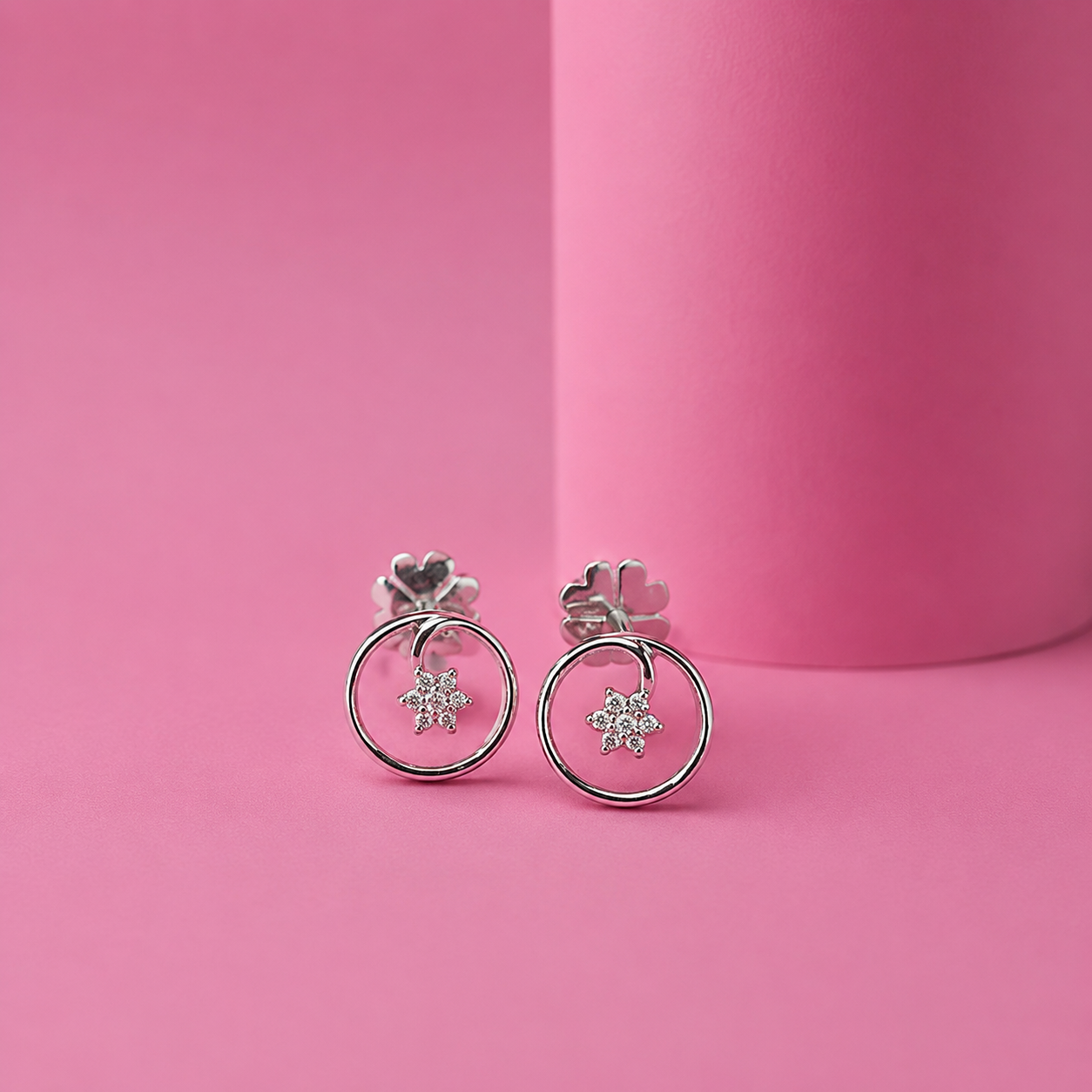 Starlight Moissanite Studs in Sterling Silver