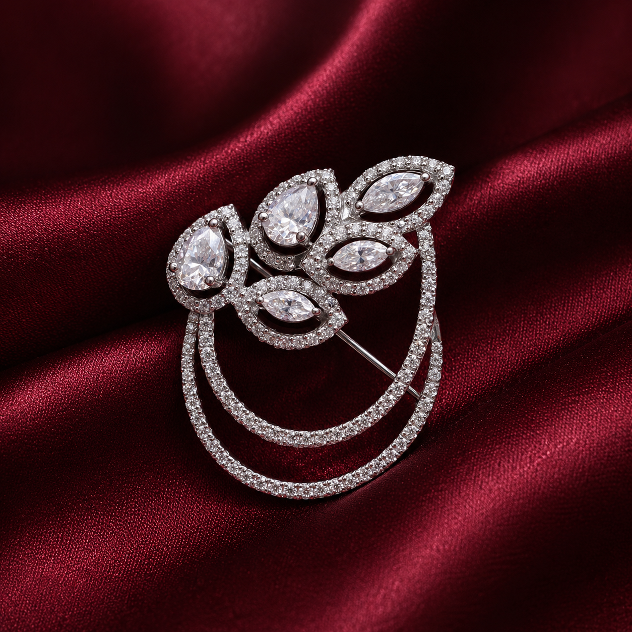 Moissanite Pear & Marquise Shape Designer Brooch for Men