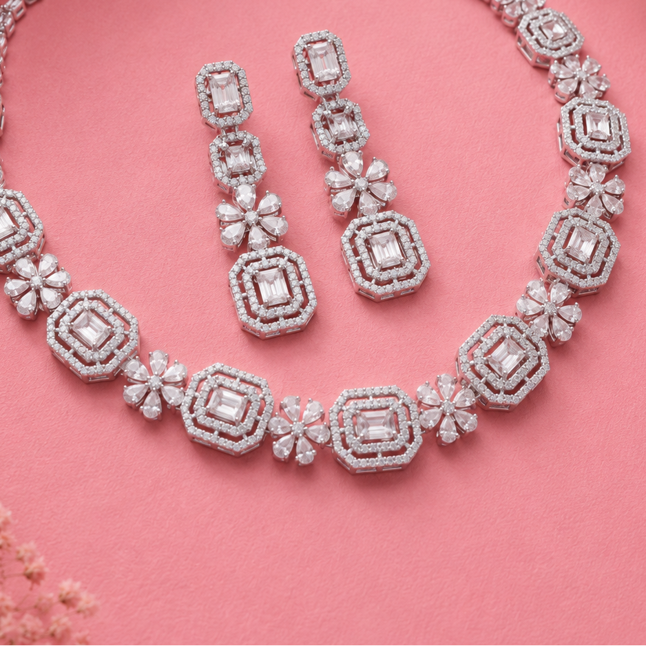 Starlight Moissanite Necklace in Sterling Silver with Moissanite