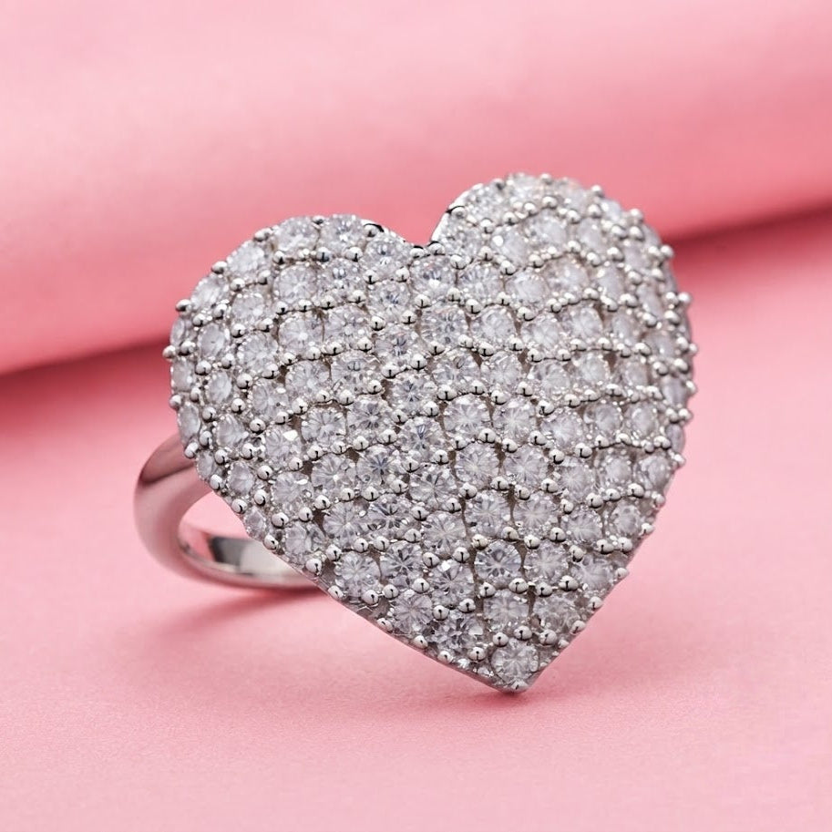 Love Blossom Ring with Moissanite in Sterling Silver