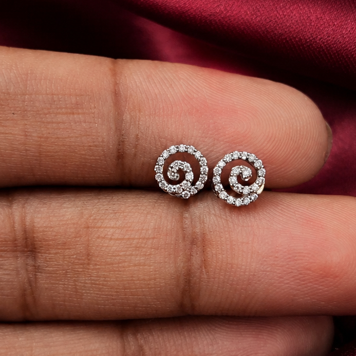 Mini round Moissanite Diamond Studs in Sterling Silver