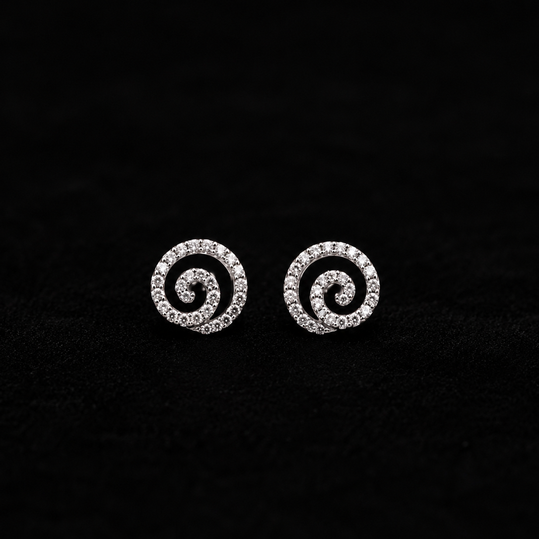 Mini round Moissanite Diamond Studs in Sterling Silver