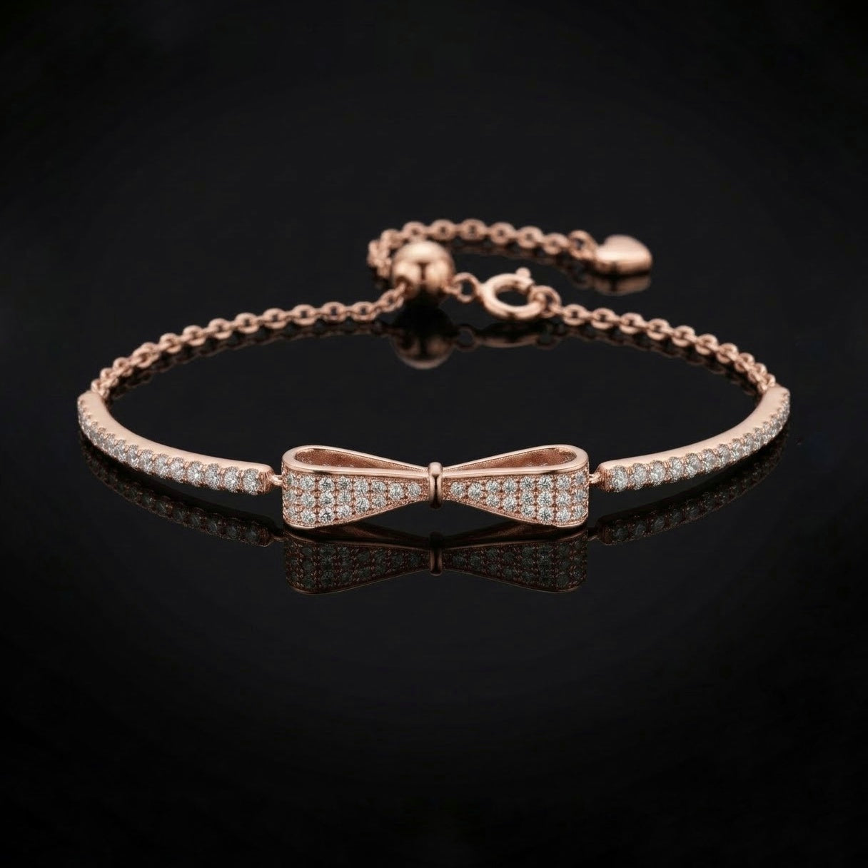 Celeste Bow Adjustable Moissanite Bracelet in Sterling Silver
