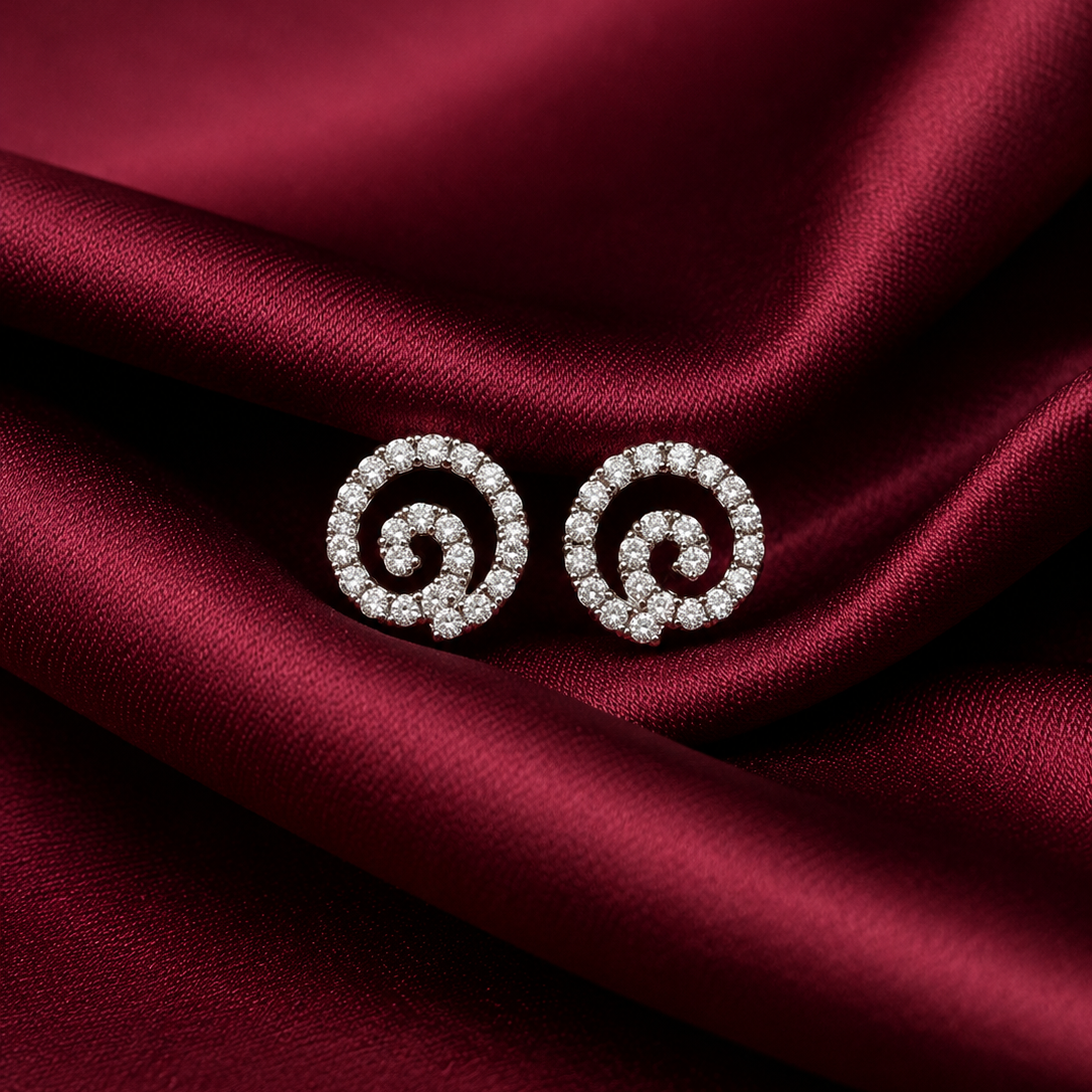 Mini round Moissanite Diamond Studs in Sterling Silver