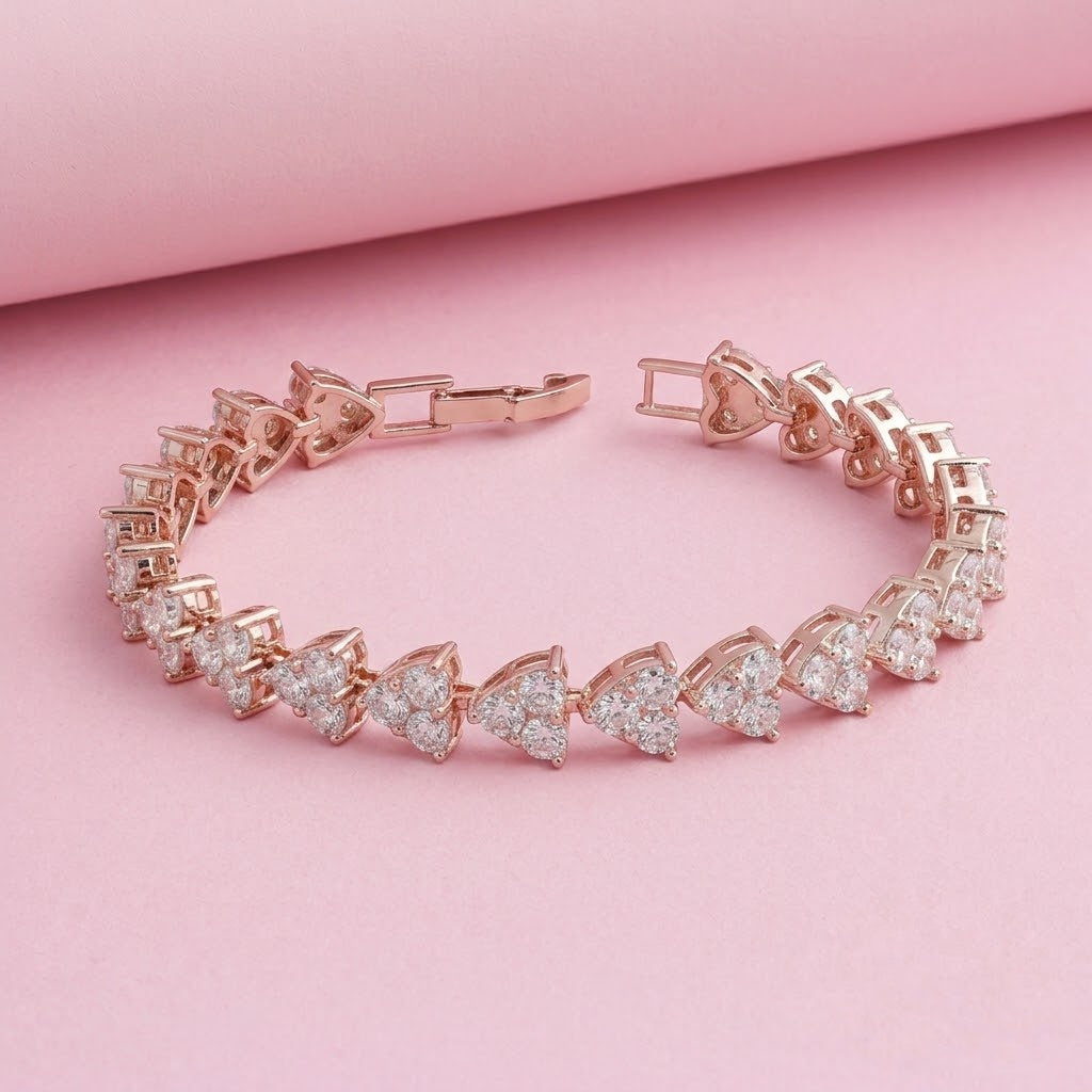 Heart Shape 925 Silver Moissanite Bracelet in 925 Silver