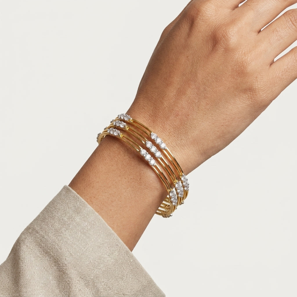 925 Silver Gold Rhodium Moissanite Bangles| Perfect for Daily Wear