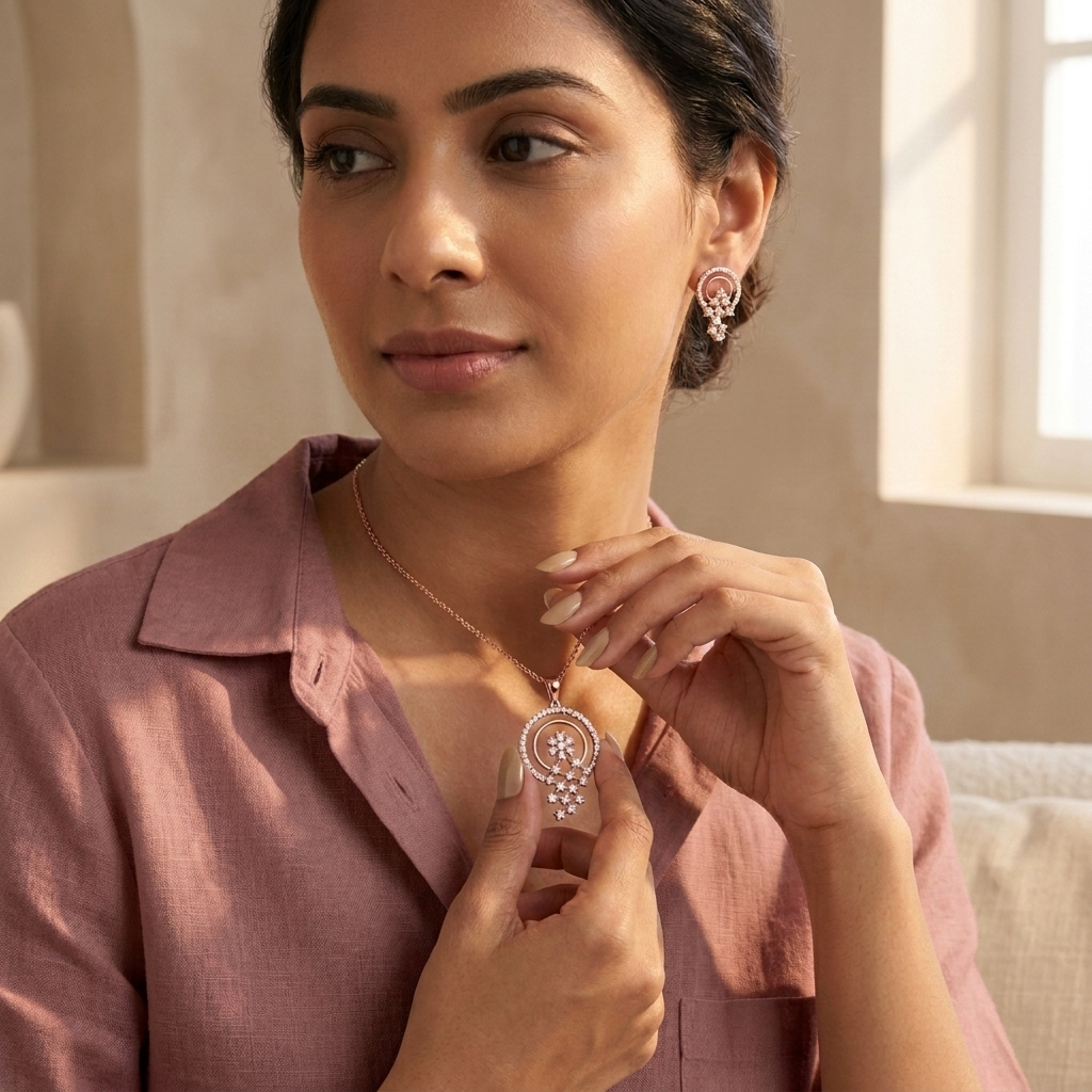 925 Sterling Silver Regal Grace Pendant Set in Moissanite