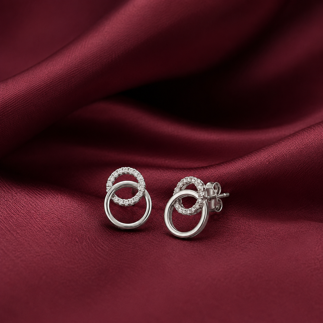 Moonlit Mini Studs in Sterling Silver with Moissanite