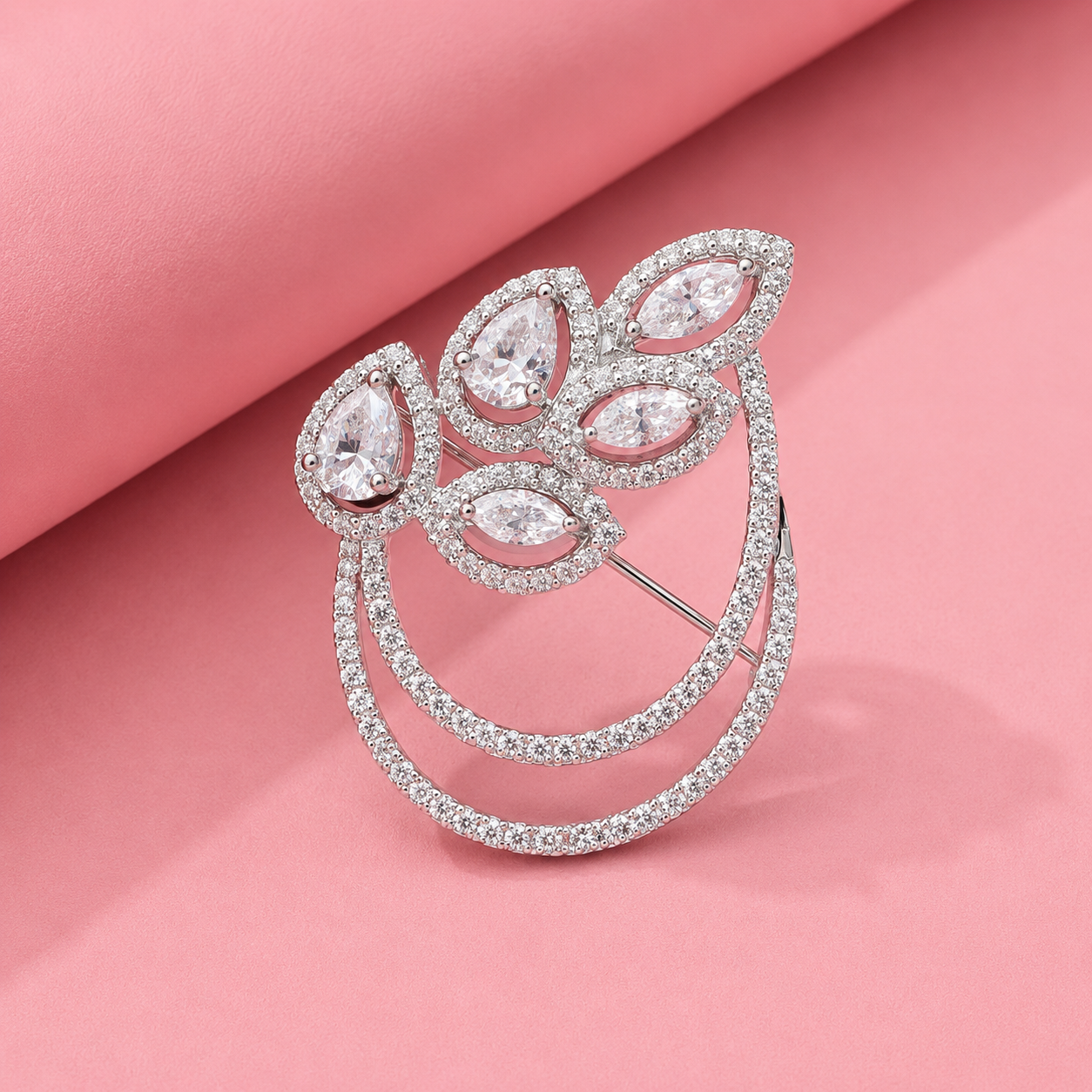 Moissanite Pear & Marquise Shape Designer Brooch for Men