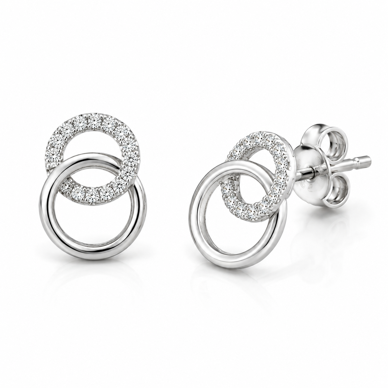 Moonlit Mini Studs in Sterling Silver with Moissanite