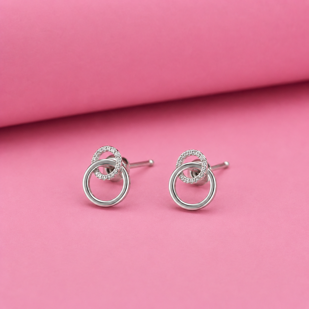 Moonlit Mini Studs in Sterling Silver with Moissanite
