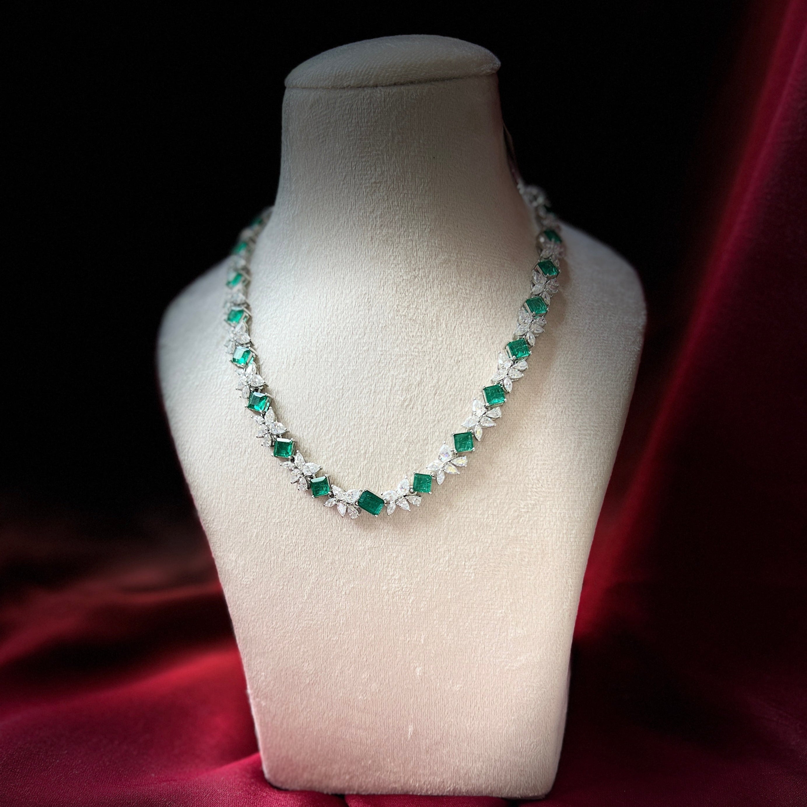 Aurora Glow Lab Emerald Moissanite Necklace in 925 Silver