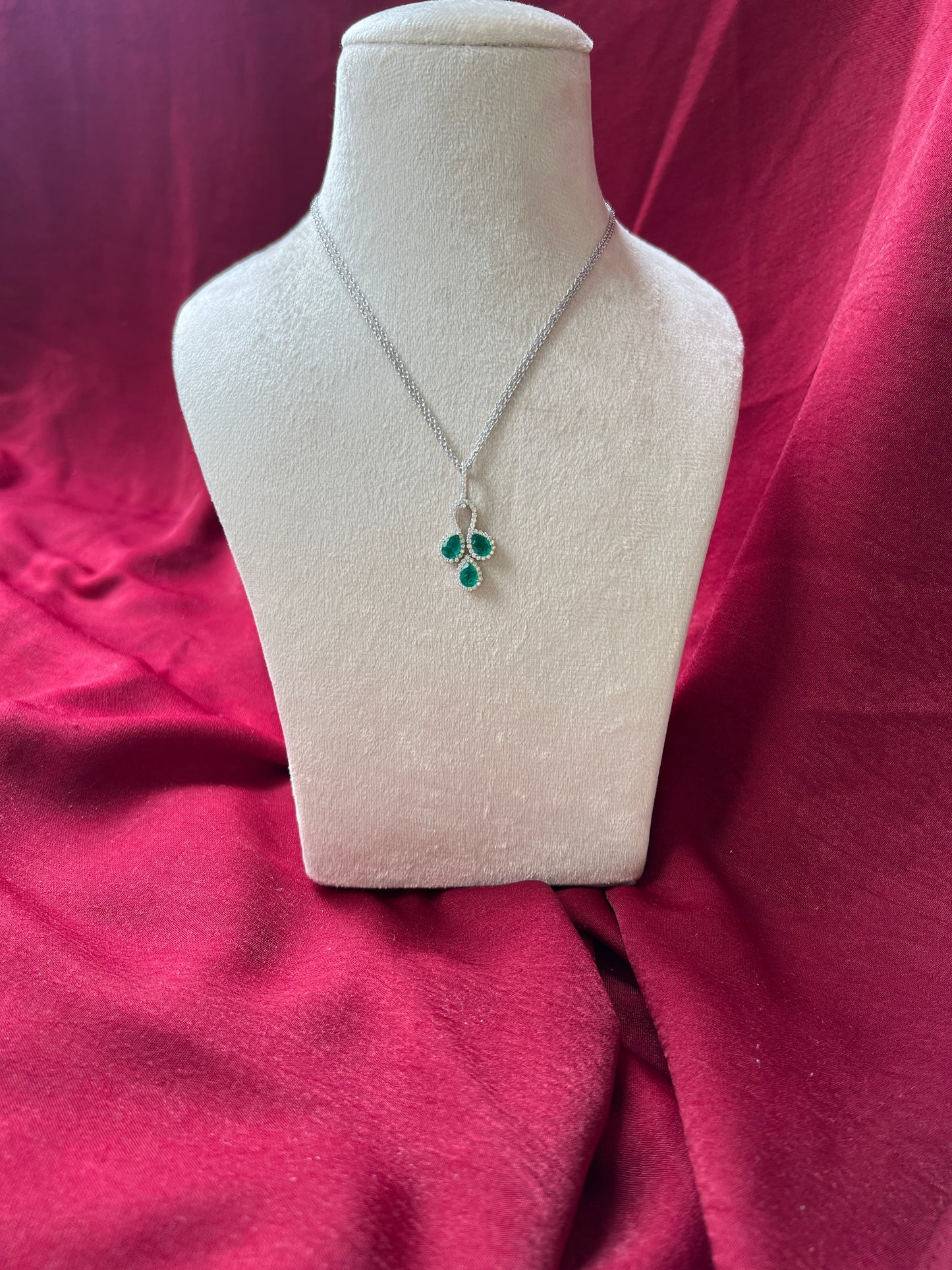 3 Petals Lab Grown Emerald Pendant