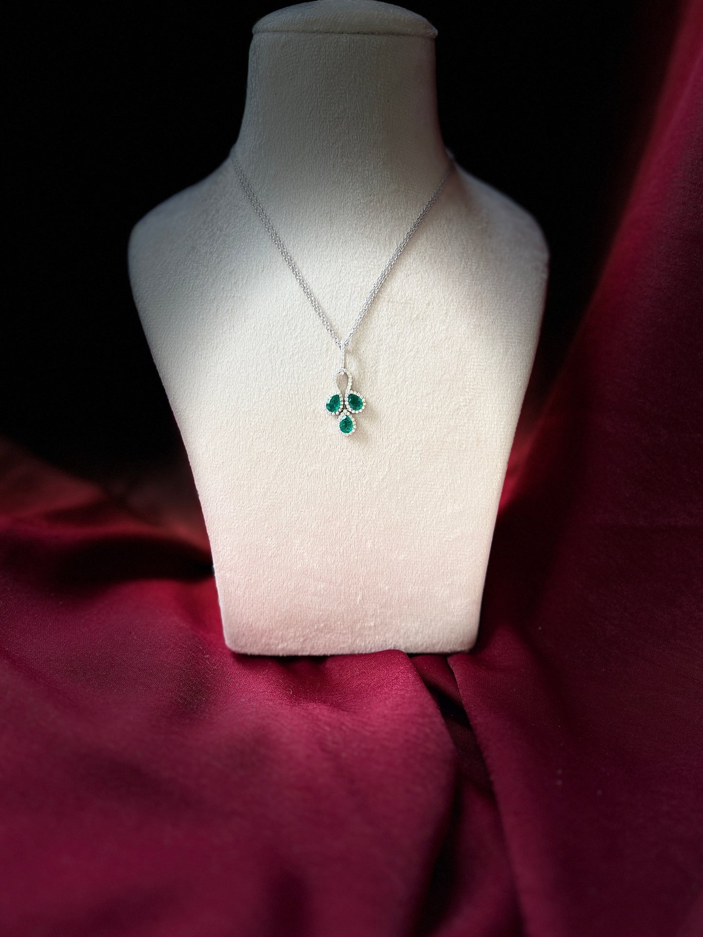 3 Petals Lab Grown Emerald Pendant