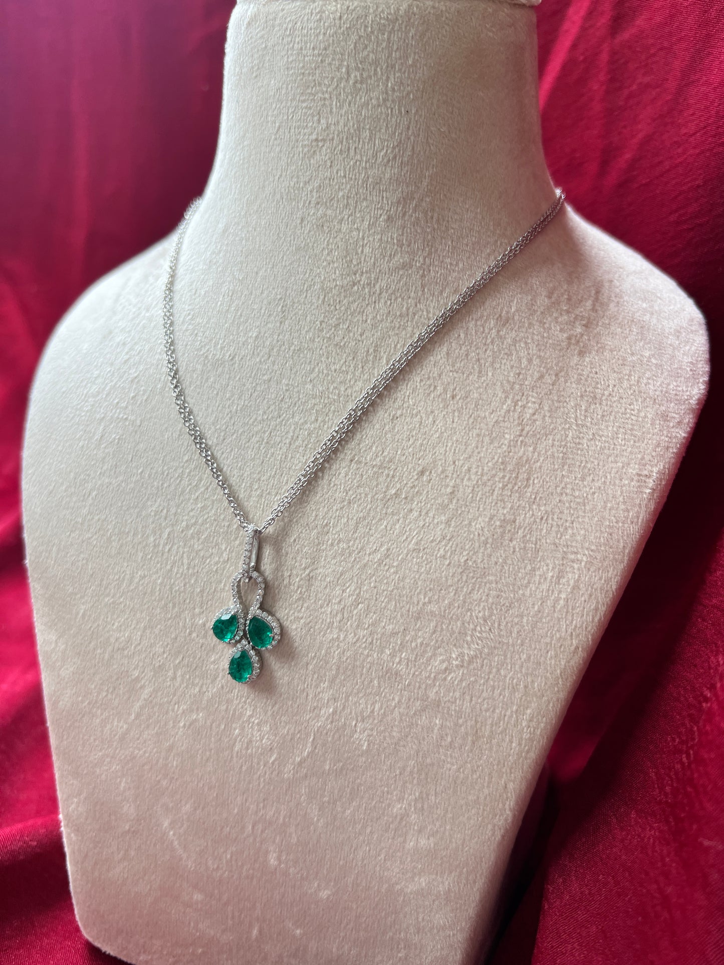 3 Petals Lab Grown Emerald Pendant