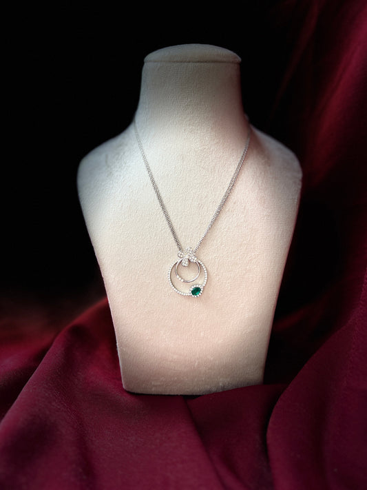 Double Round Lab Grown Emerald Pendant