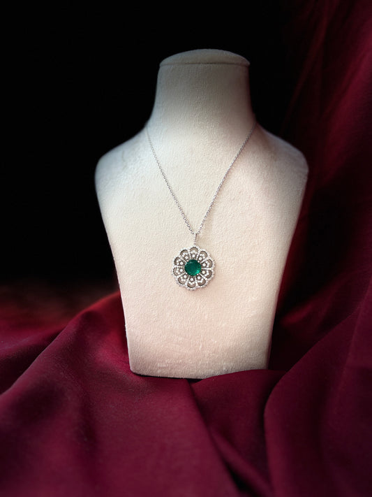 Round Lab Grown Emerald Pendant