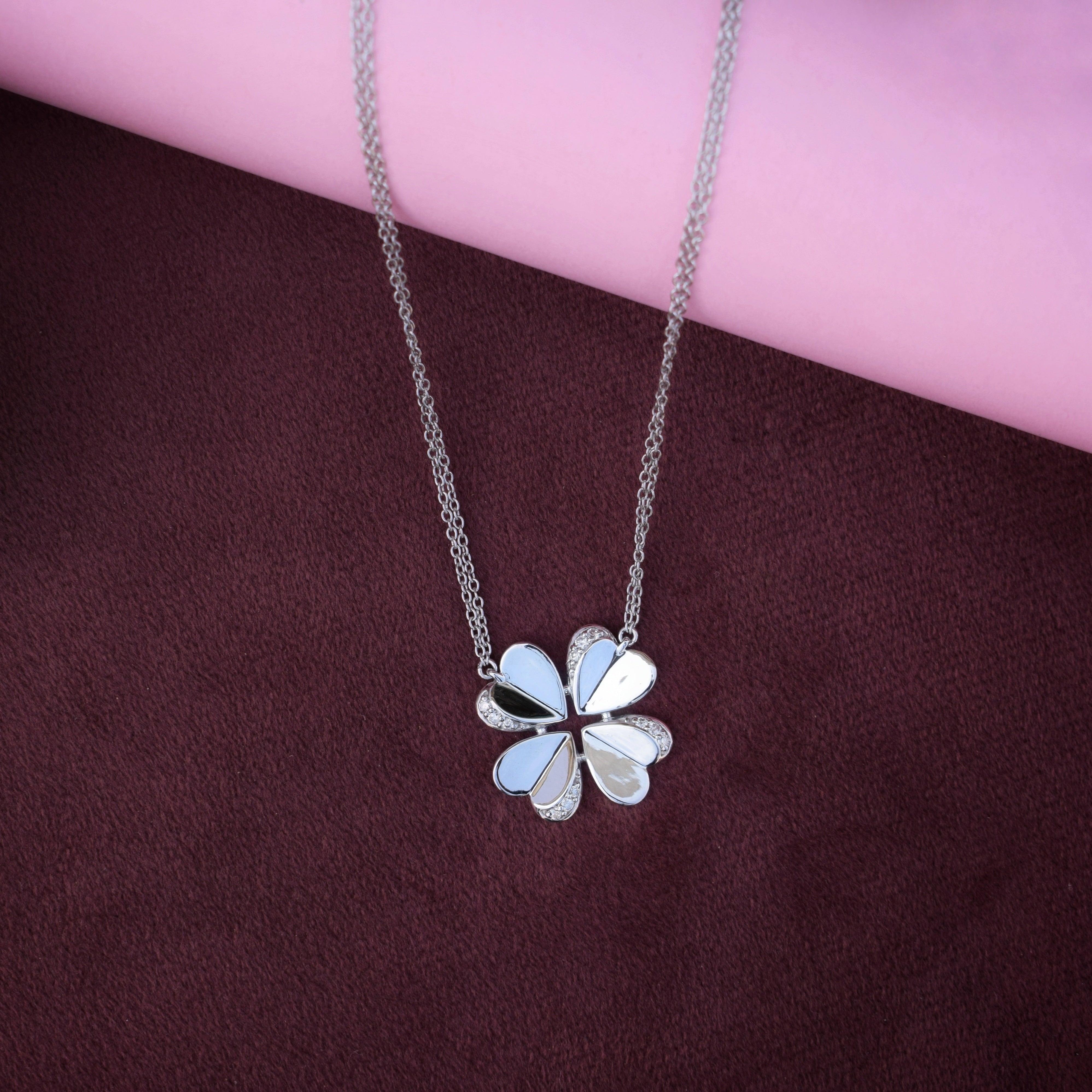 Moissanite flower pendant