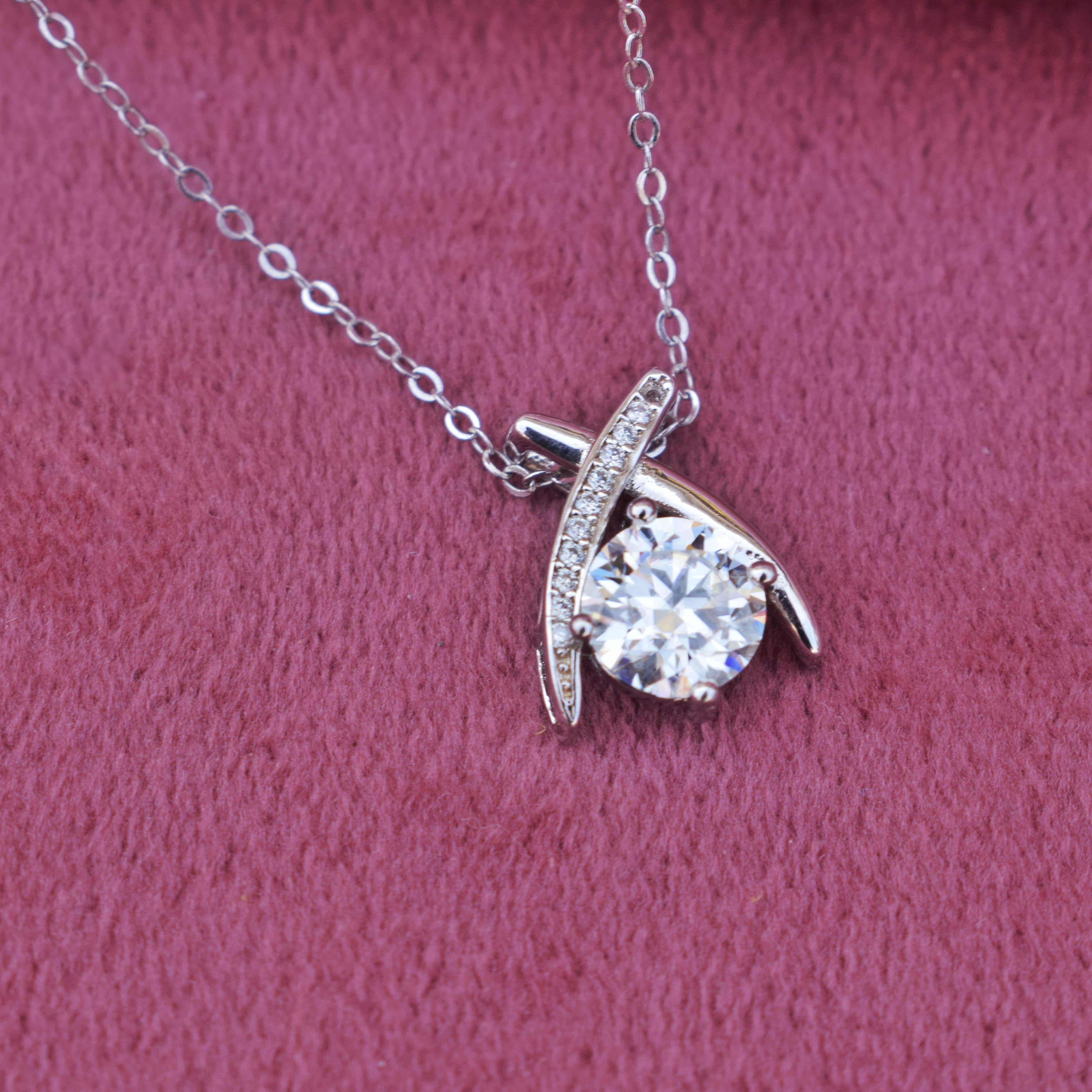 Kriss Kross Moissanite Silver Pendant